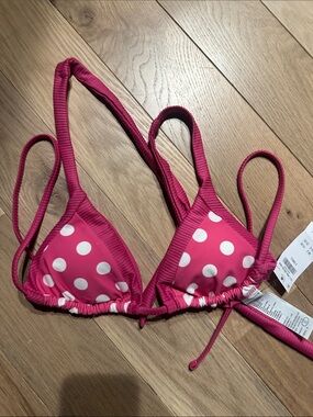 Hollister Hot Pink Polka Dot Triangle Bikini Top